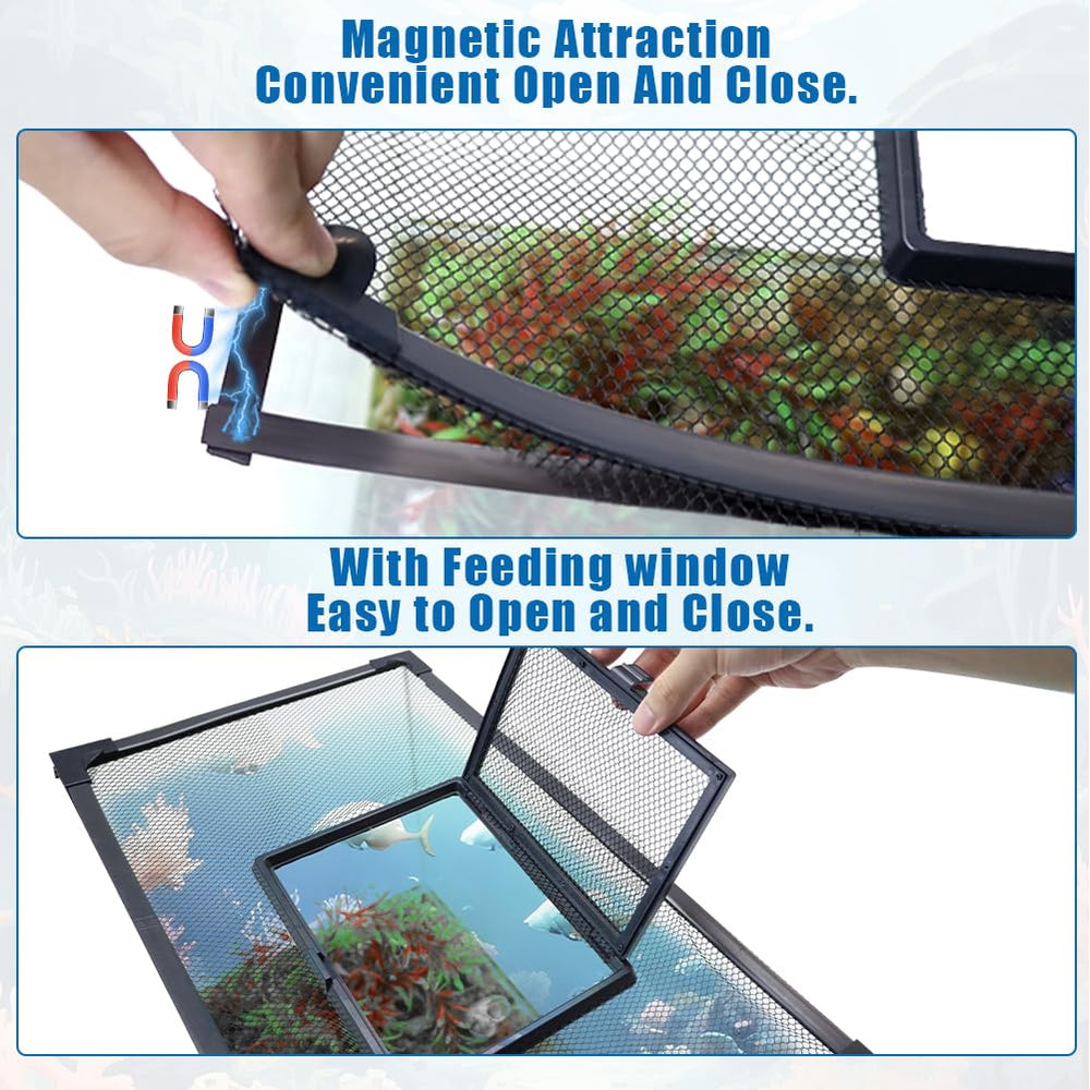 SEILETOO fish tank lid anti-jump net prevents escapes safely