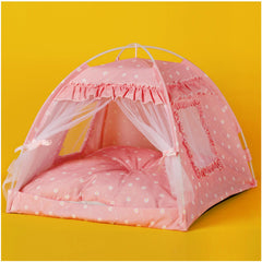 SEIMMIE Cat Princess Bed Tent with flower canopy for cozy indoor lounging