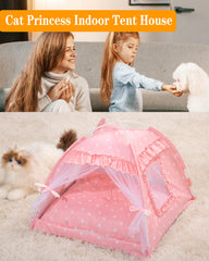 SEIMMIE Cat Princess Bed Tent House offers a spacious interior for pets.