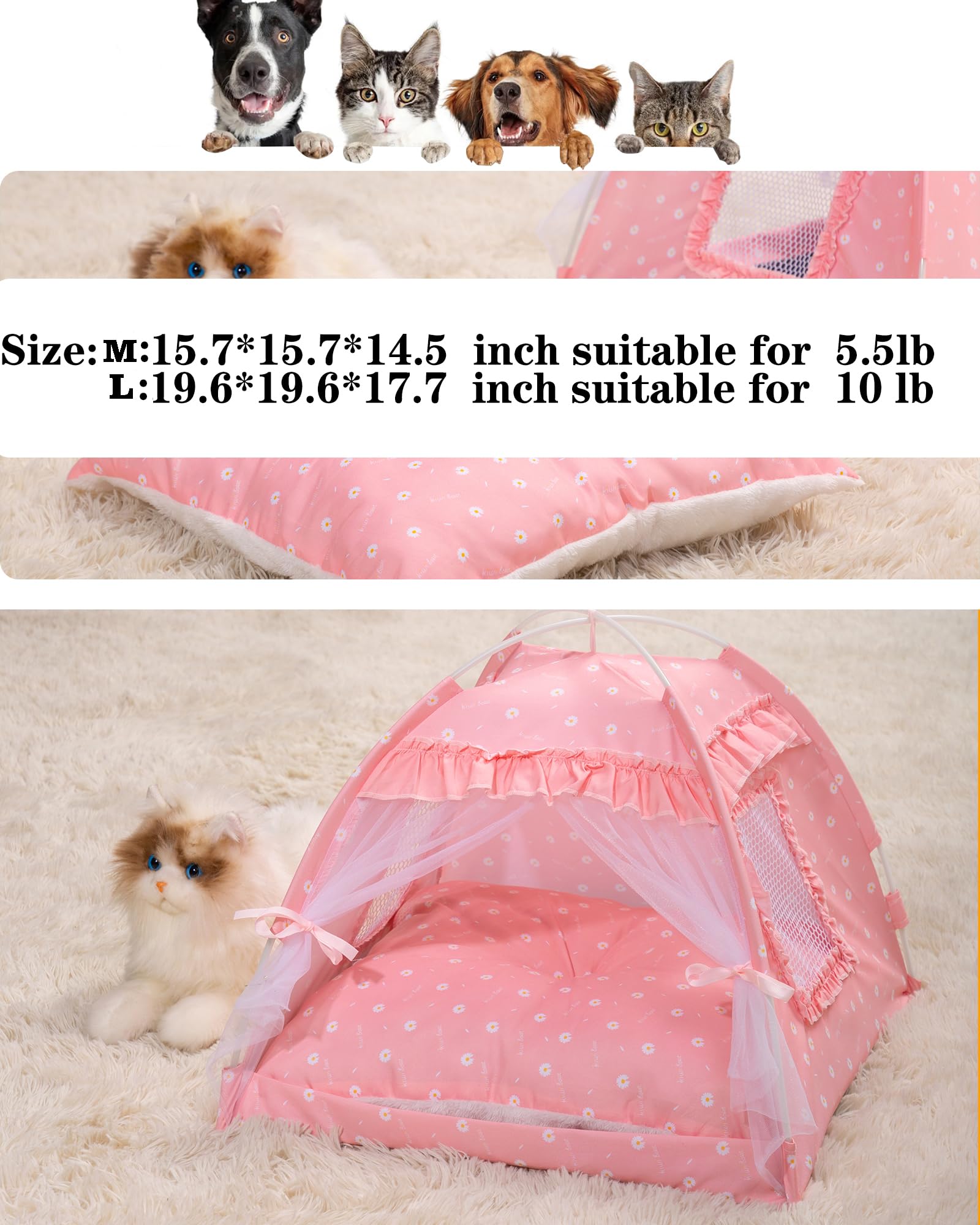 SEIMMIE Cat Princess Bed Tent size M suitable for indoor use