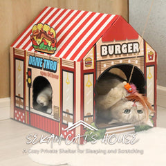 SEKAM Burger Shop design cat house shows a charming decor touch while your cat relaxes.