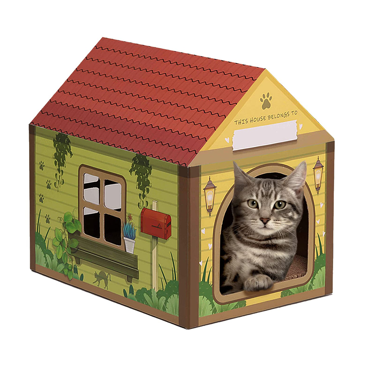 SEKAM cardboard cat house with forest cabin design for indoor lounging