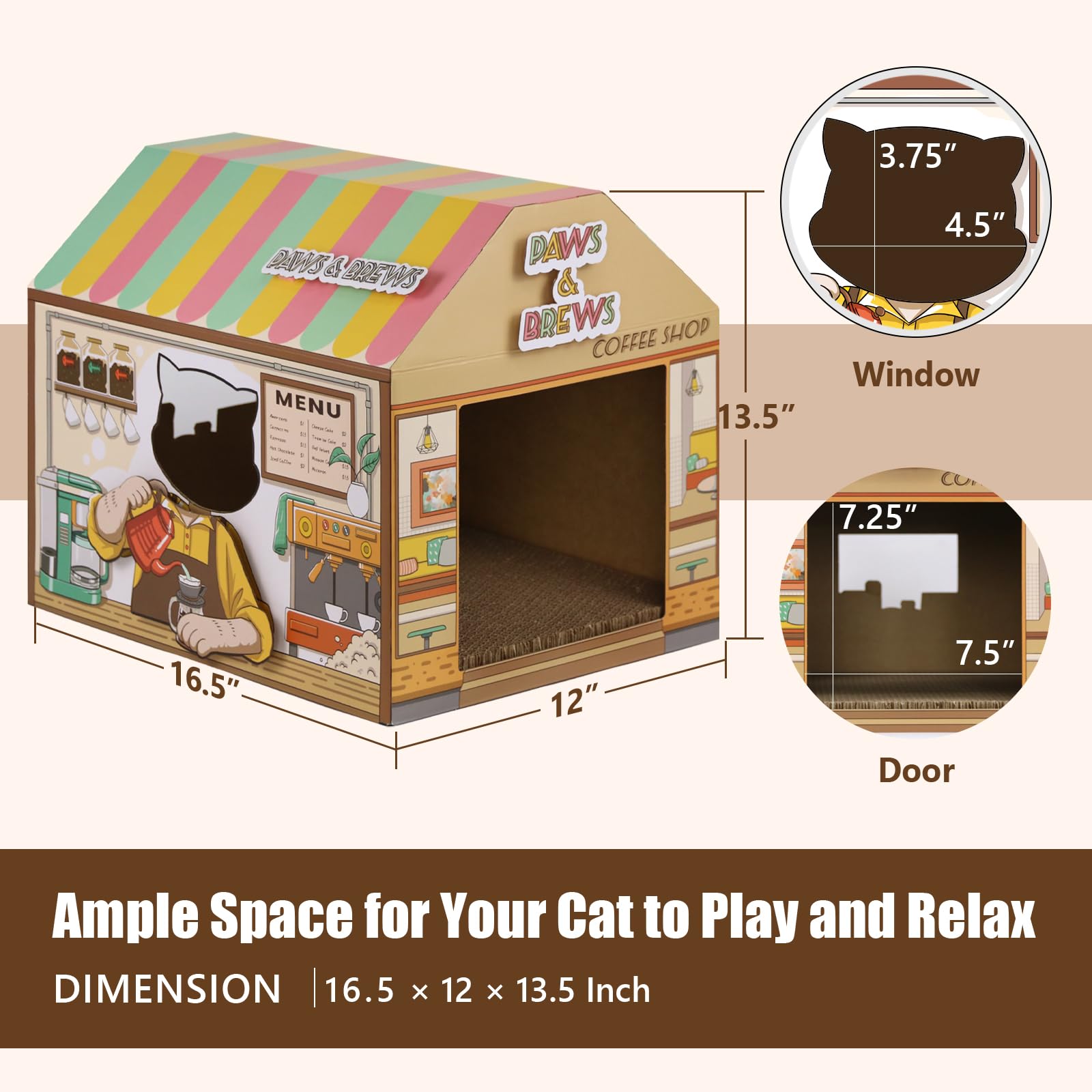 SEKAM cat house interior with window peek for relaxed play