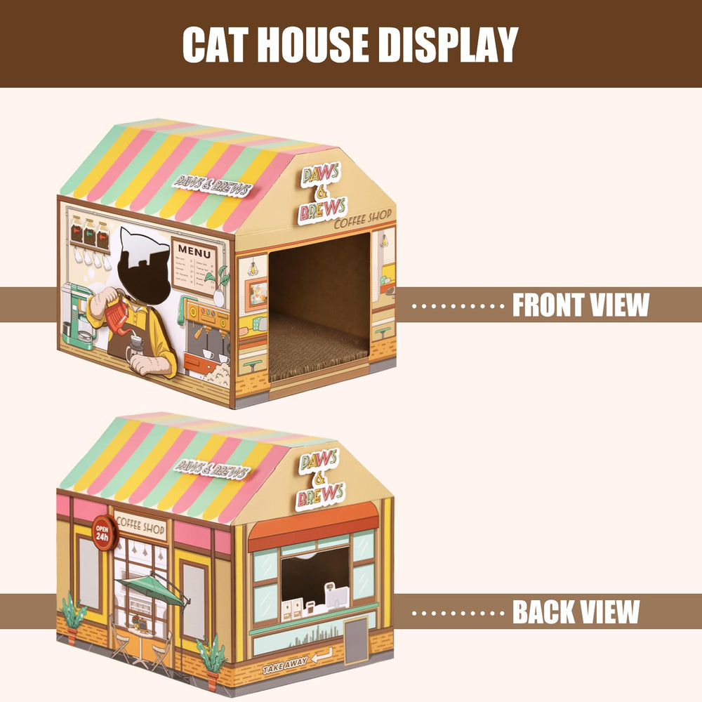 SEKAM cat scratcher board integrated in cardboard house for nail care