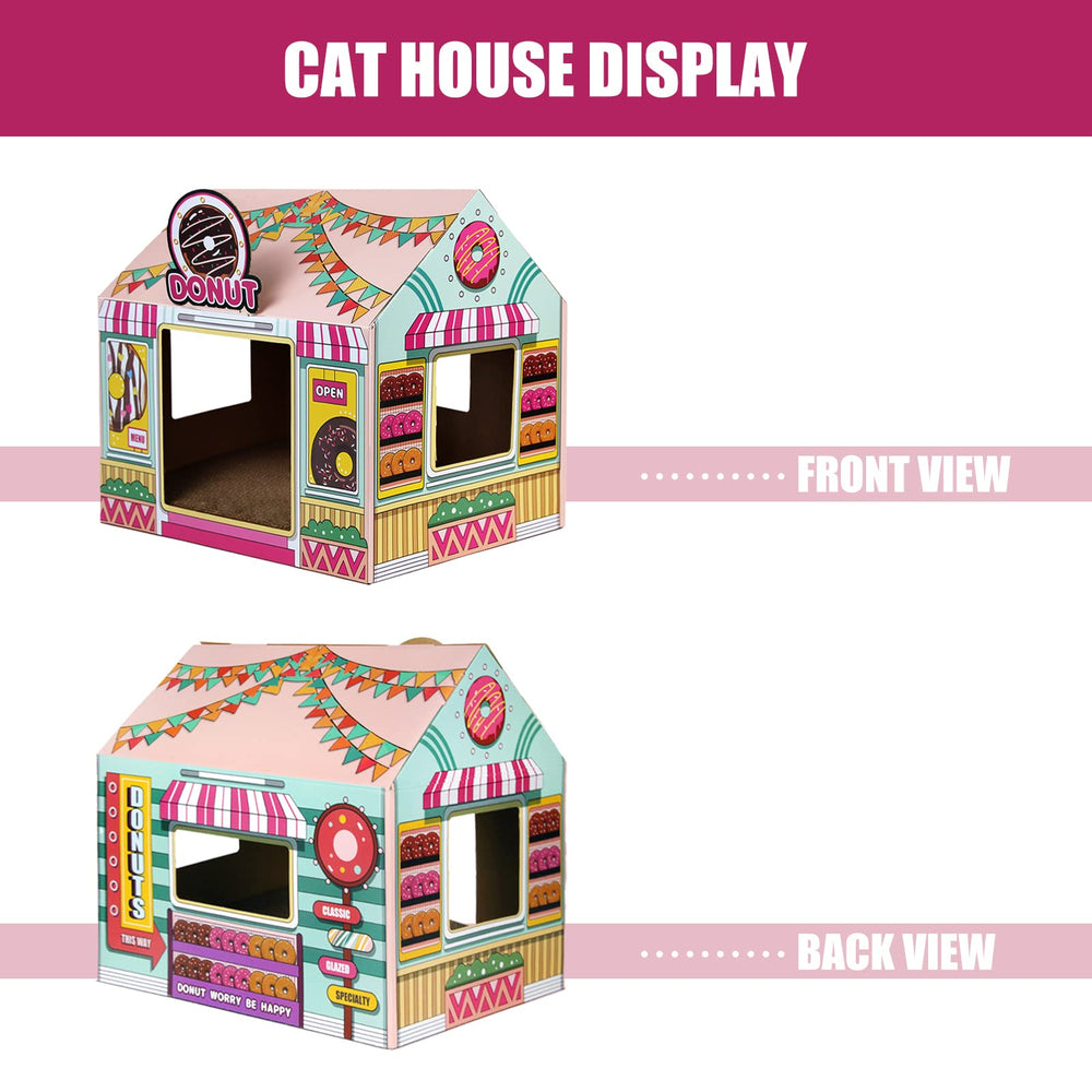 SEKAM Donut Shop scratcher board integrated into the cat house.