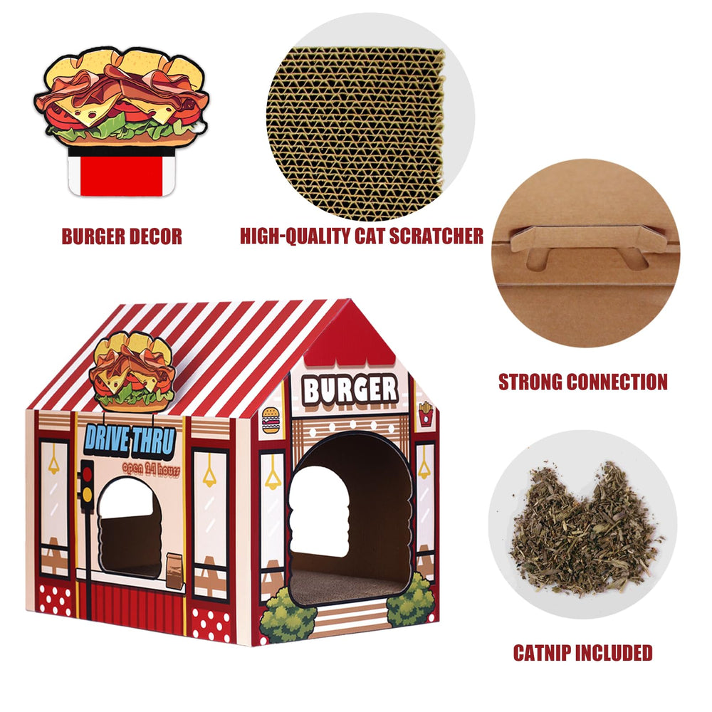 SEKAM Cardboard cat house with wide entrance ensures easy entry for cats.