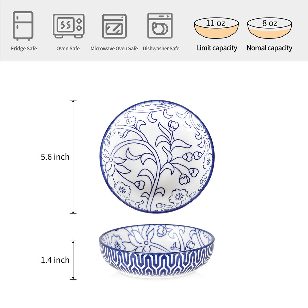 Selamica wide shallow bowls showcase 5-6 inch diameter supporting whisker comfort.