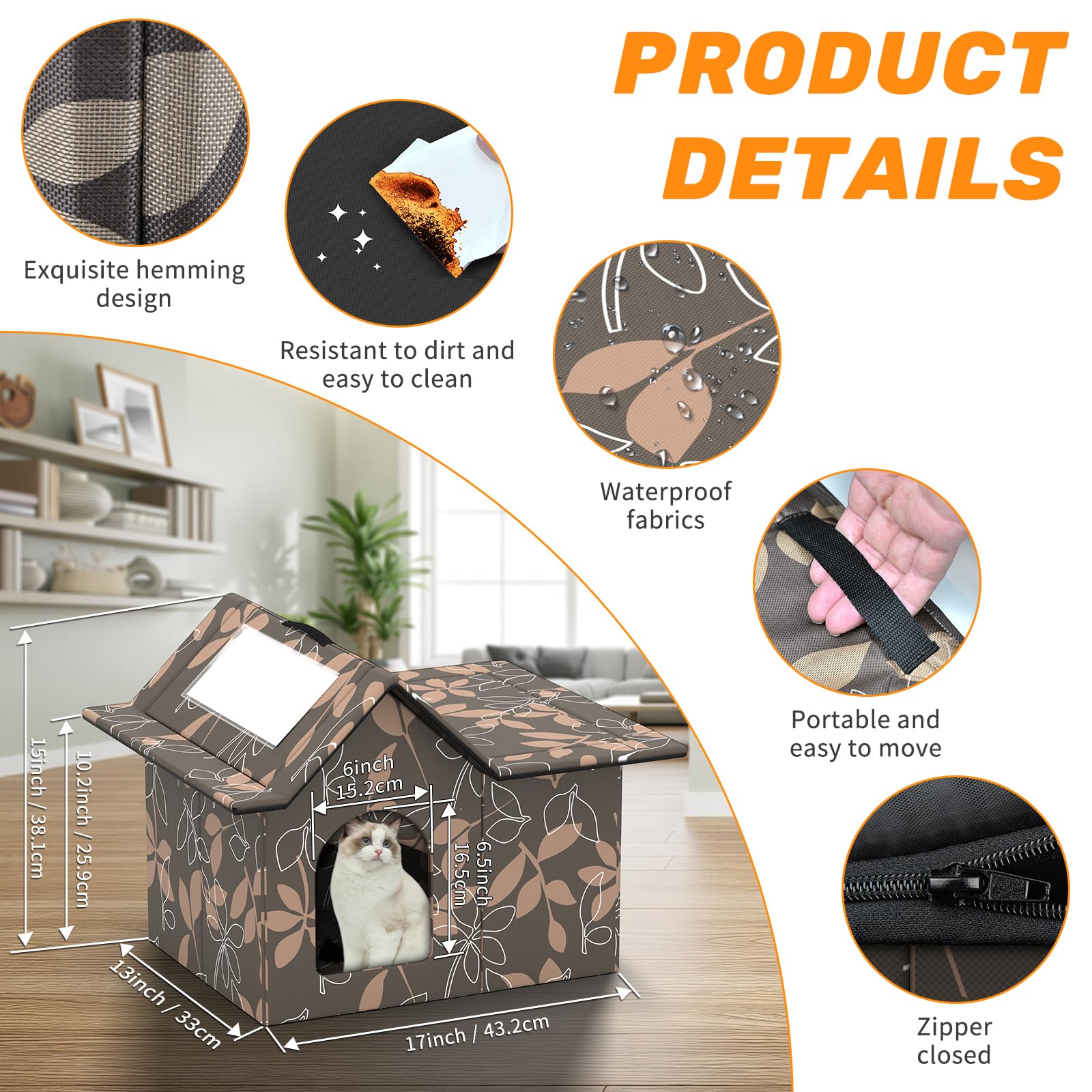 SELBATON outdoor cat house soft mat removable for simple cleaning