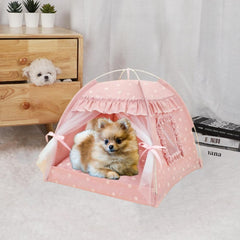 Selena cat bed tent uses twill fabric with odorless printing for a clean look.