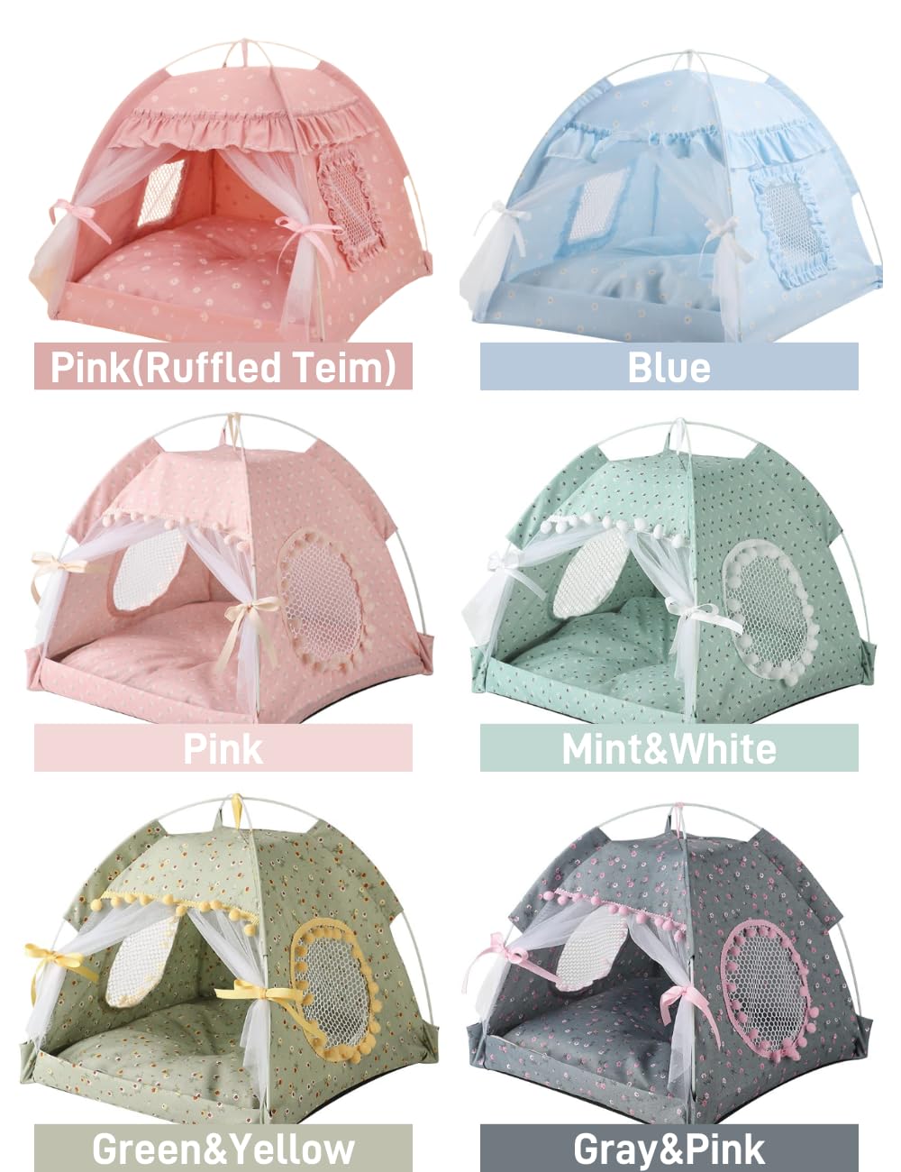 Selena cat bed tent features a waterproof bottom and non-slip base for stability.