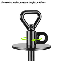 SELEWARE heavy-duty dog stake in use on rugged soil and sand