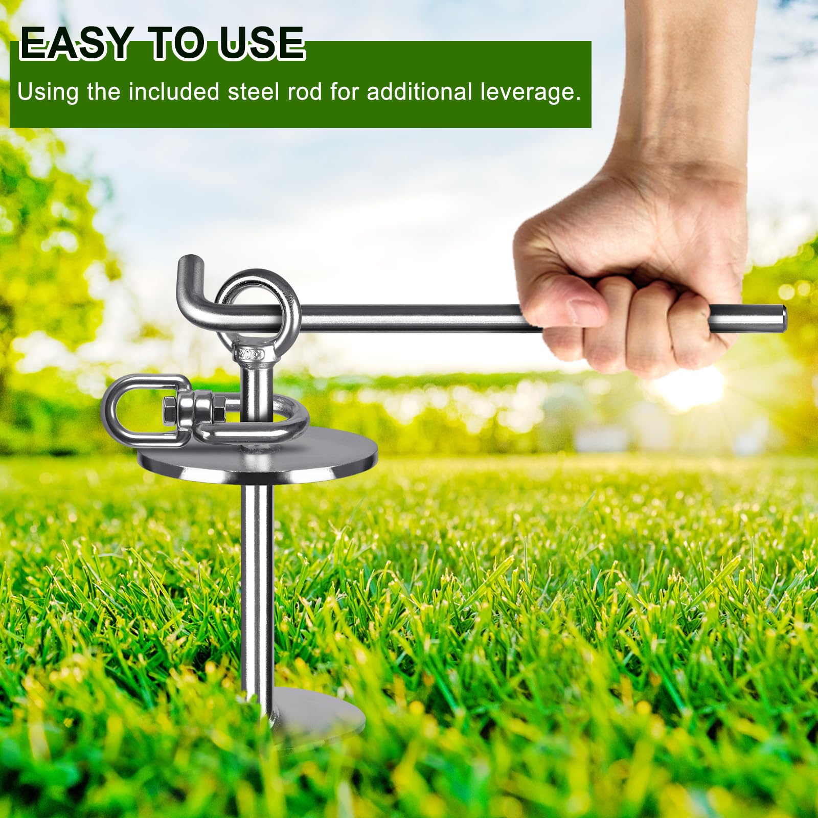 SELEWARE yard use image illustrating secure backyard tethering
