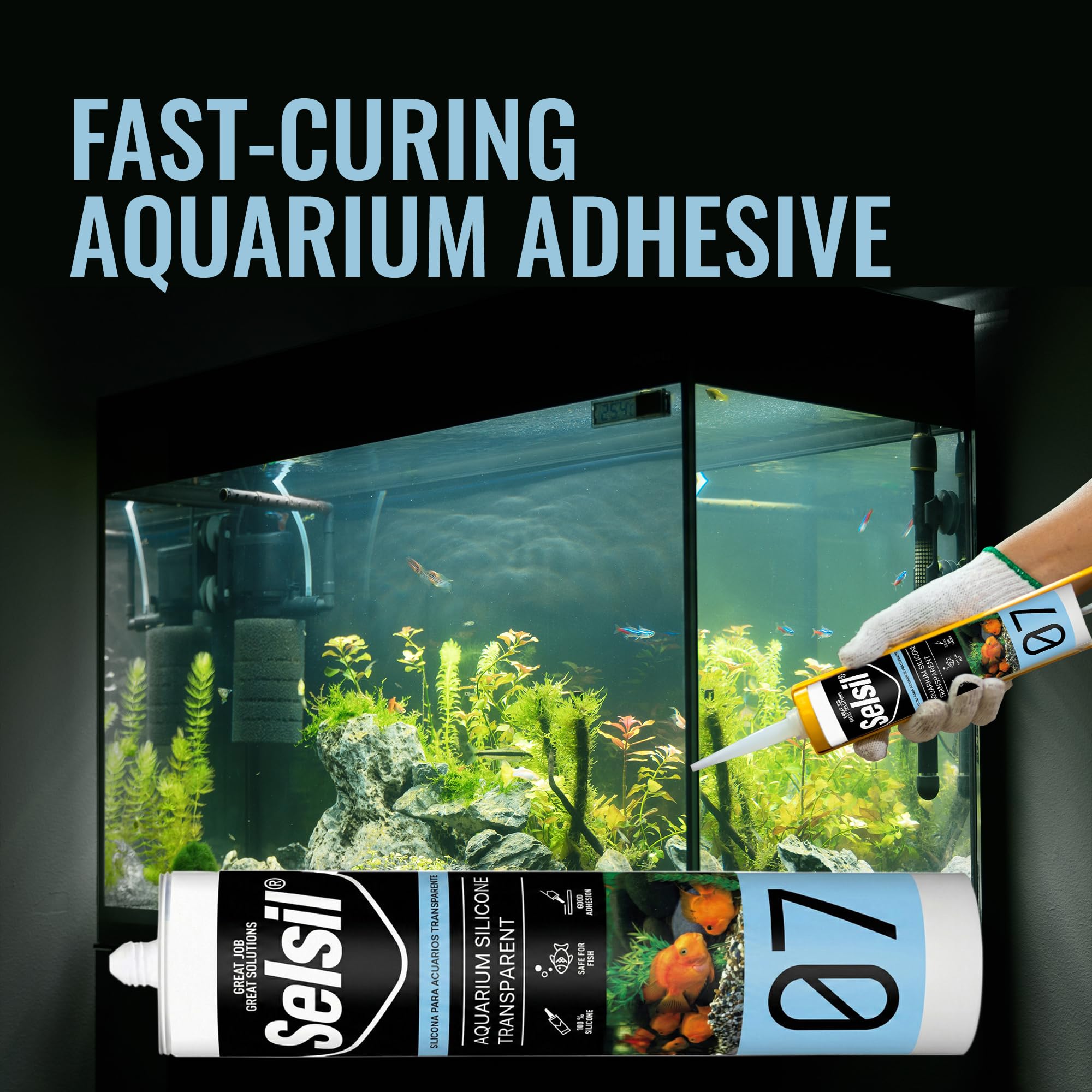 SELSIL aquarium sealant clear non-toxic formula suitable for fish tanks