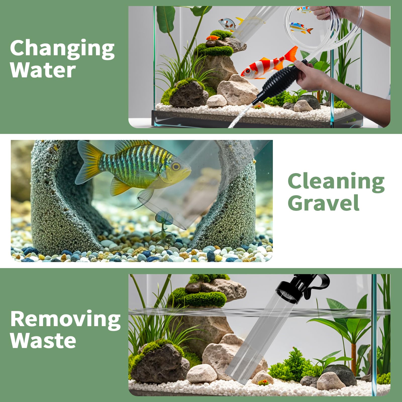Seltomer aquarium cleaning kit demonstrates effortless substrate maintenance