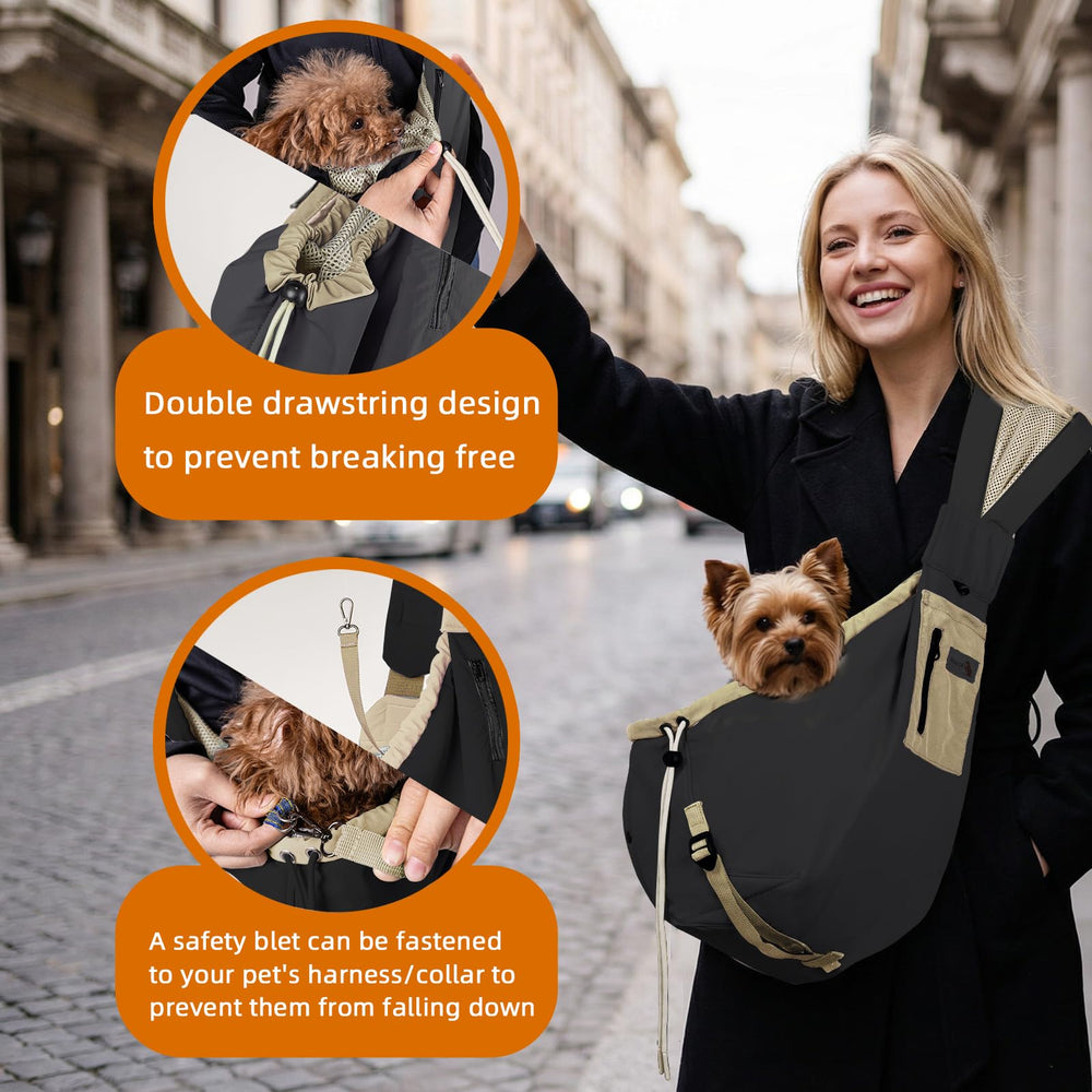 Senior Budday dog carrier sling adjustable strap for comfortable fit.