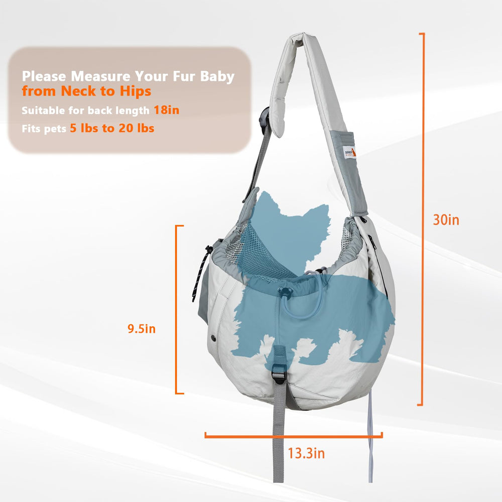 SENIOR BUDDAY sling with breathable fabric for pet comfort during wear.