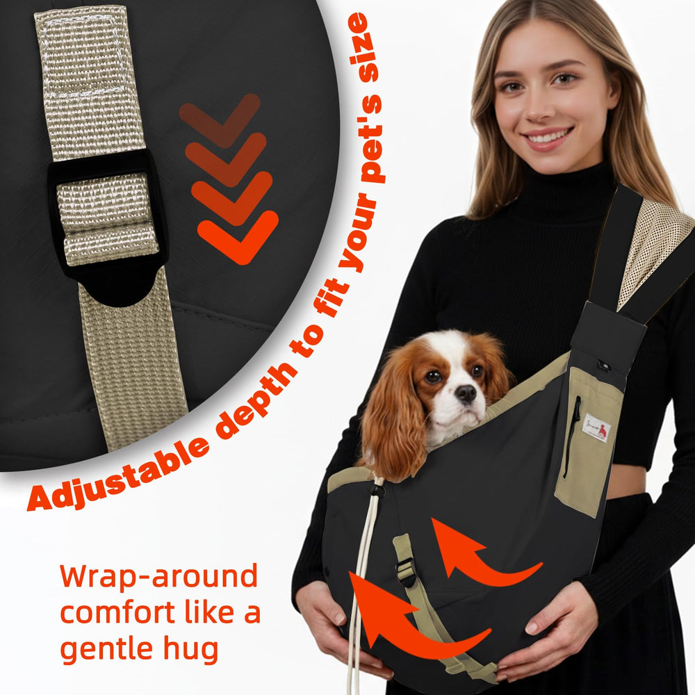 Senior Budday dog carrier sling dual zippers and leash prevent escapes.