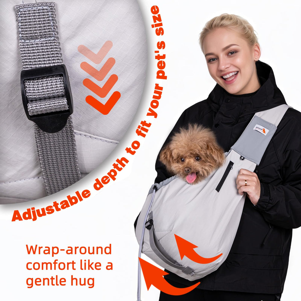 SENIOR BUDDAY sling highlighting lightweight fabric ideal for travel.