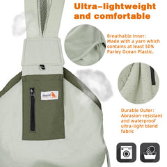 Senior Budday dog carrier sling with side pocket for easy essentials on the go.