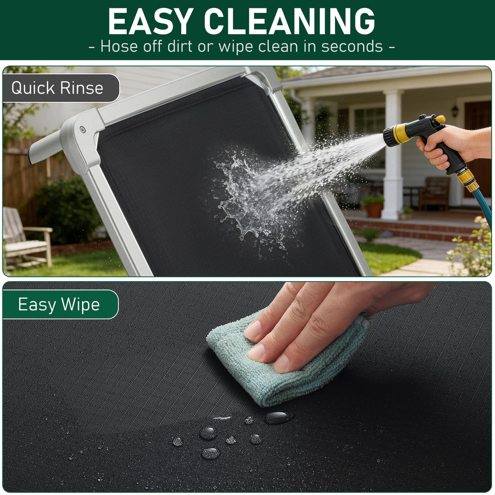 Sennenny chew-proof elevated dog bed fabric wipes clean easily.