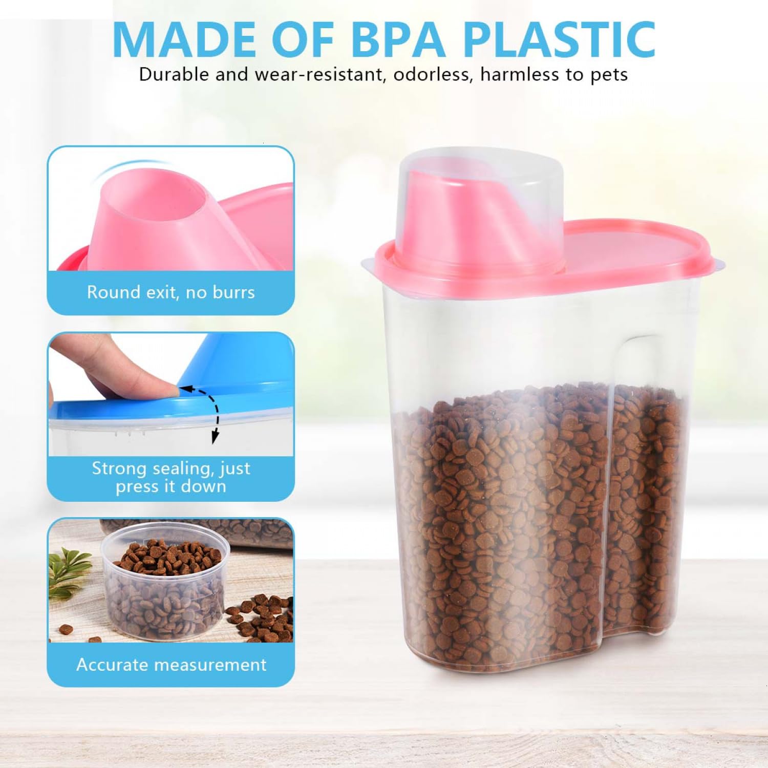 SenseYo pour-spout design enables easy dispensing of kibble.