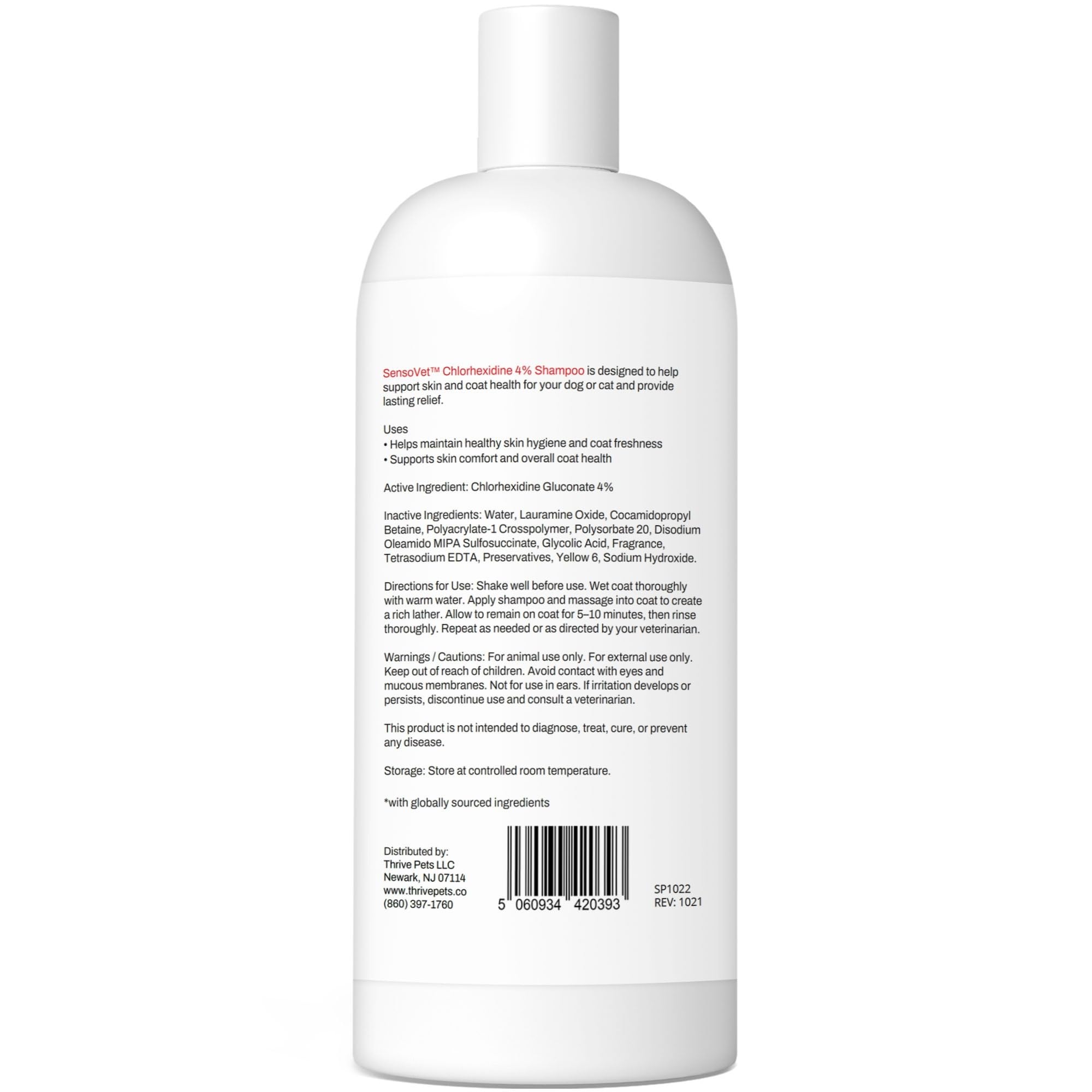 SensoVet Chlorhexidine 4% Shampoo on pets during grooming, maintaining skin comfort.