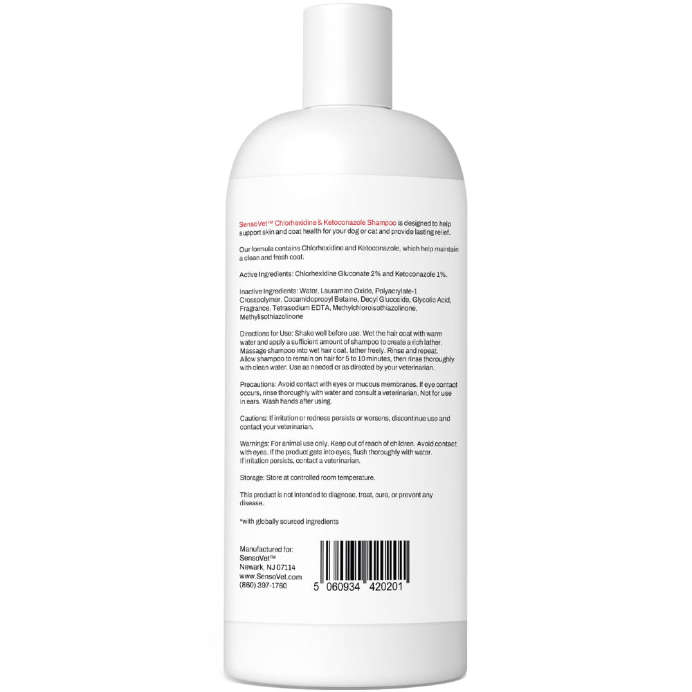 SensoVet Chlorhexidine Shampoo lather closeup for routine coat cleansing.