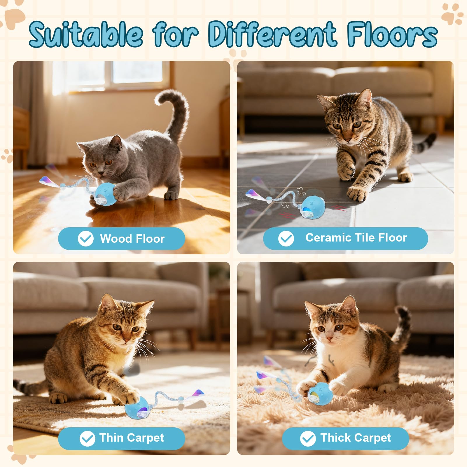 Sentoo cat ball automatically enters standby to conserve power between sessions