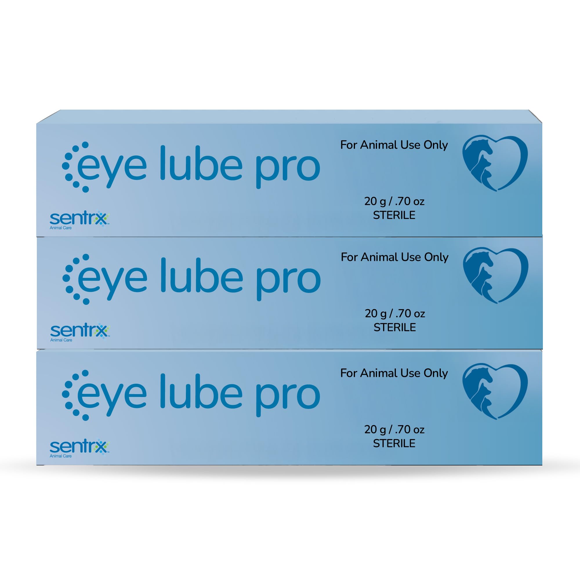 Sentrx Eye Lube Pro packaging with 20g tubes for on-the-go moisture care.