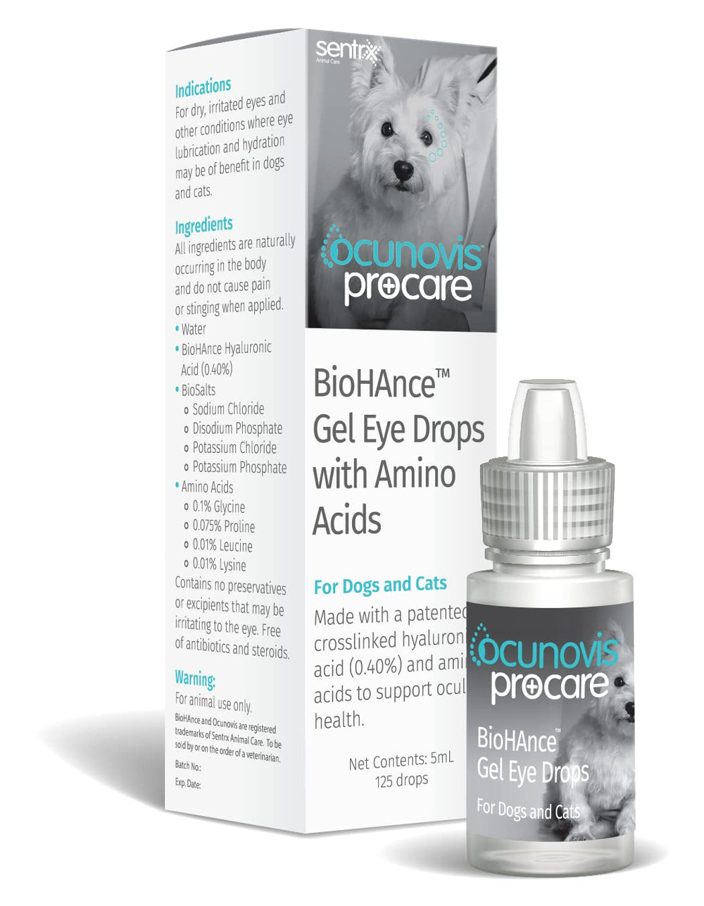 Sentrx Ocunovis ProCare bottle shown for convenient at-home eye care.