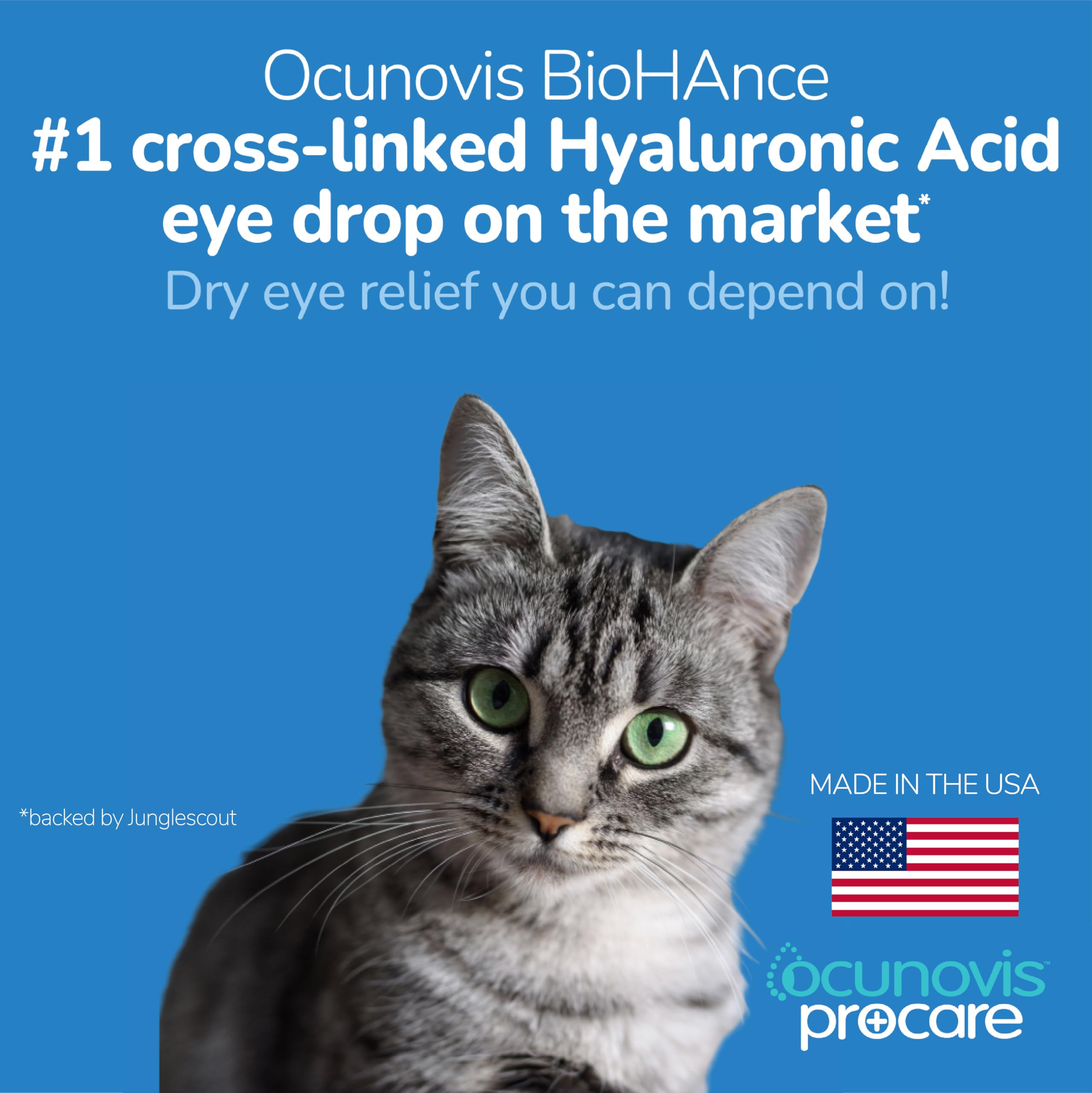 Pet eye close-up with soothing hydration from eye drops.