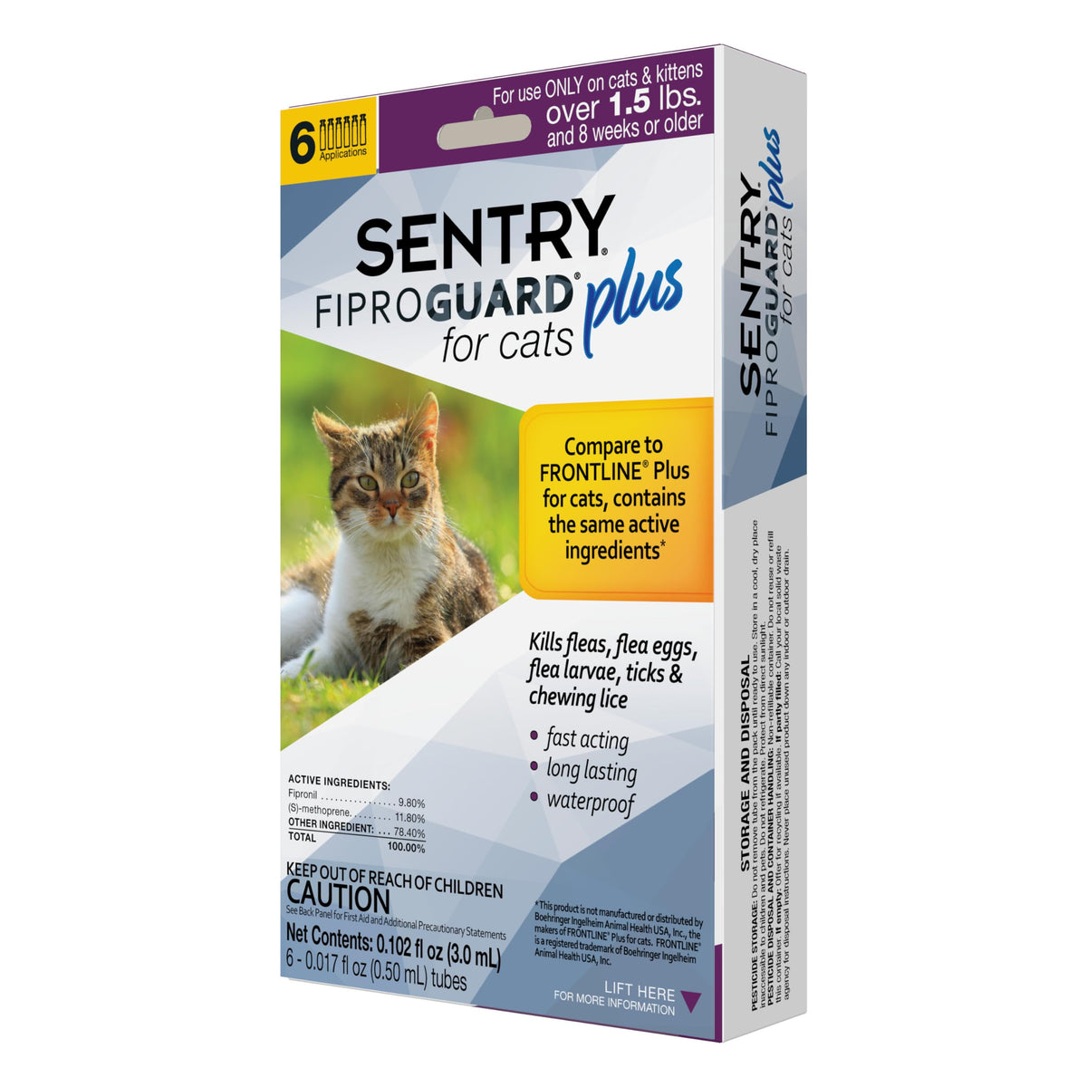 SENTRY FIPROGUARD cat flea treatment back application for monthly protection
