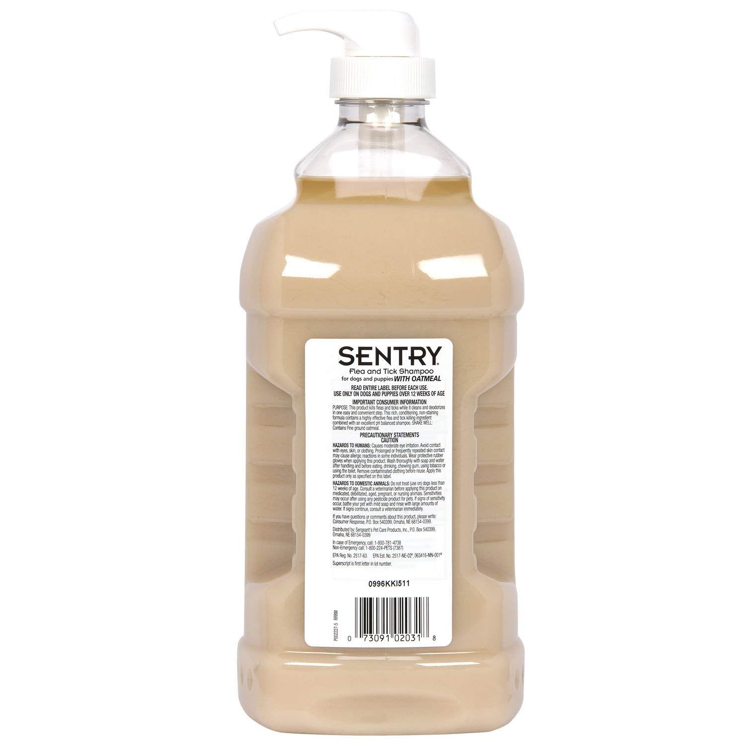 Lathered dog during application with Sentry shampoo delivering up to 10 days of flea and tick protection.