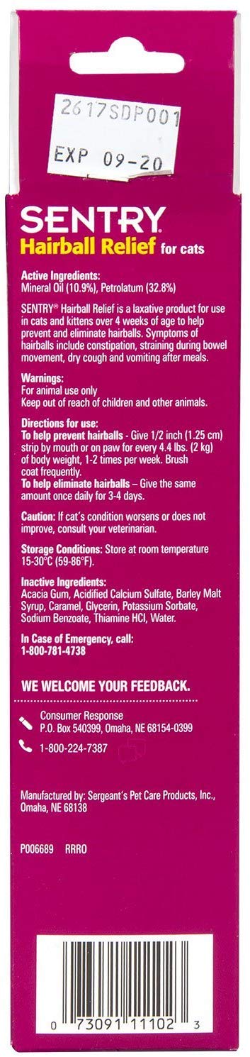 SentryPetromalt pack-2 offers convenient two-bottle bundle for cats' hairball relief.