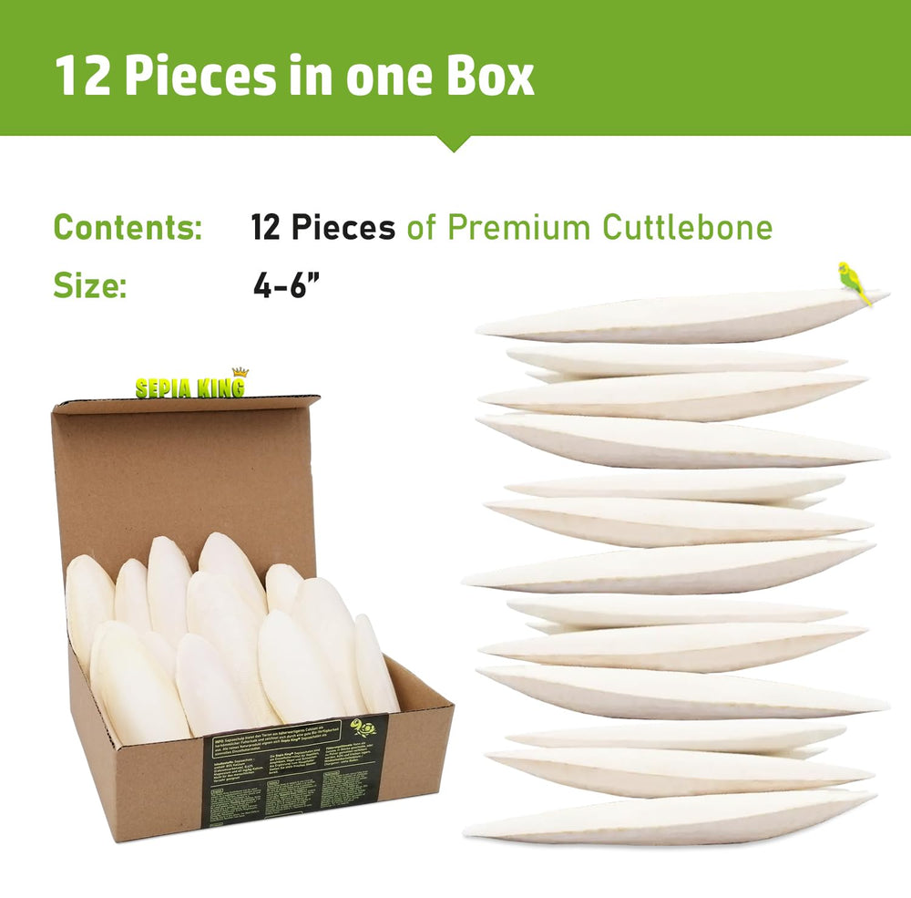Sepia King cuttlebone supports beak maintenance in pet birds.