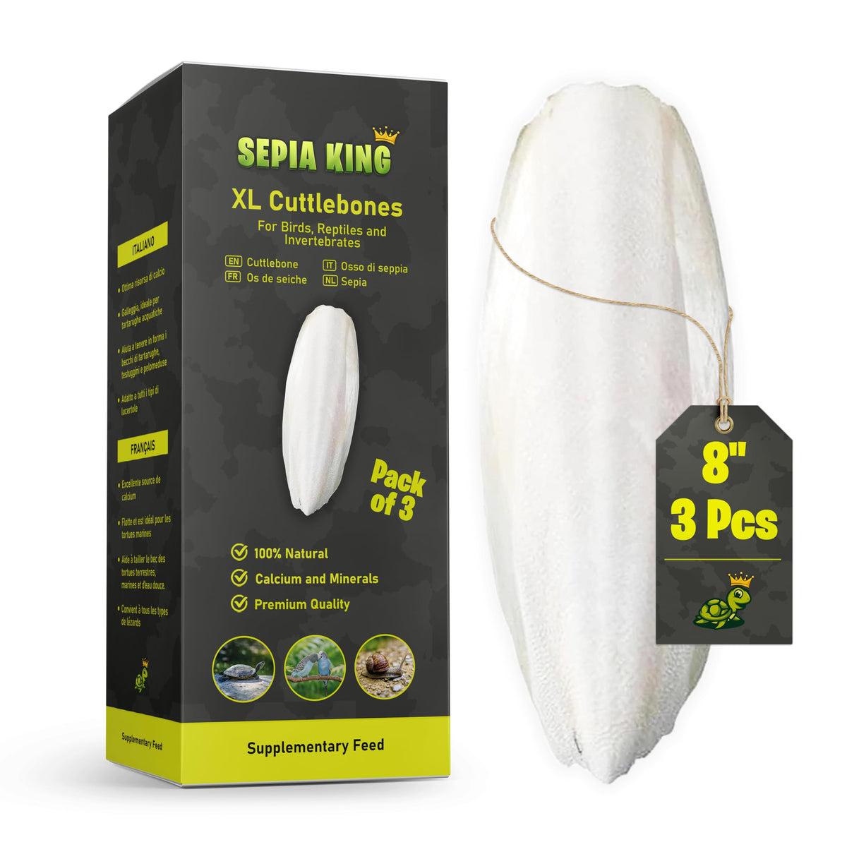Sepia King extra-large cuttlebone for birds showing natural calcium support for beak health