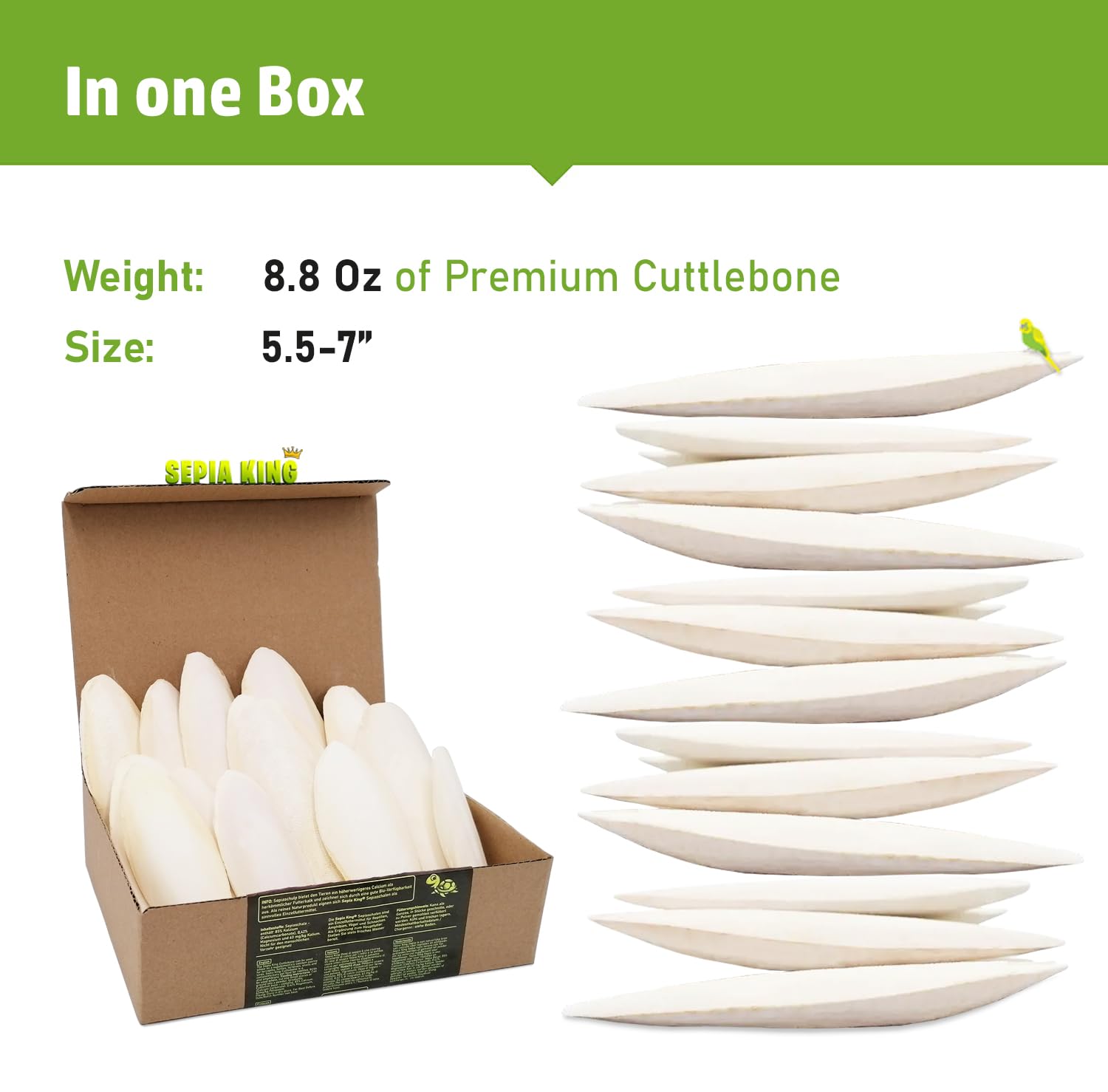 Sepia King cuttlebone provides natural calcium for birds