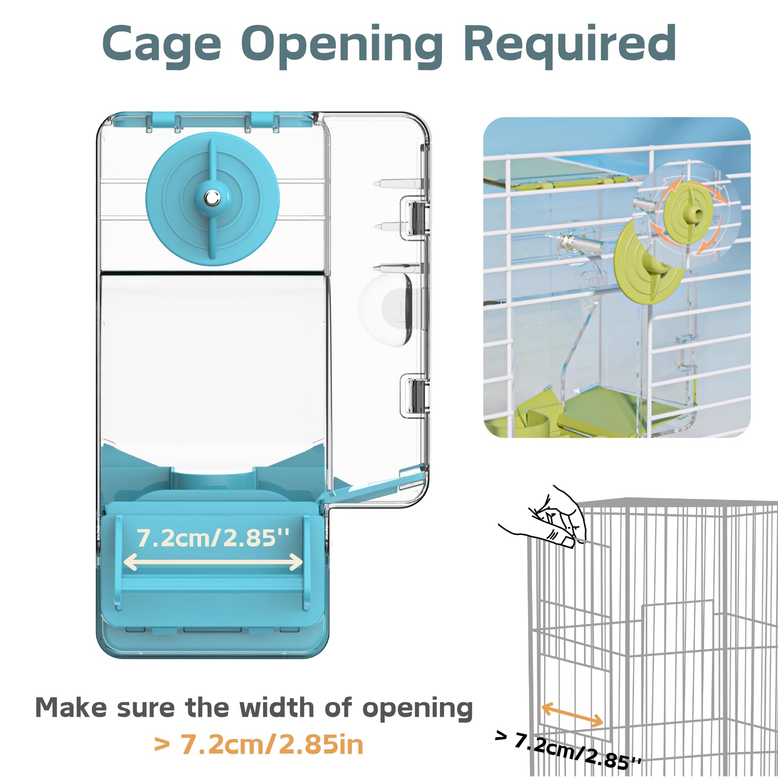 Septillar feeder top refill design allows food addition without removing the unit.