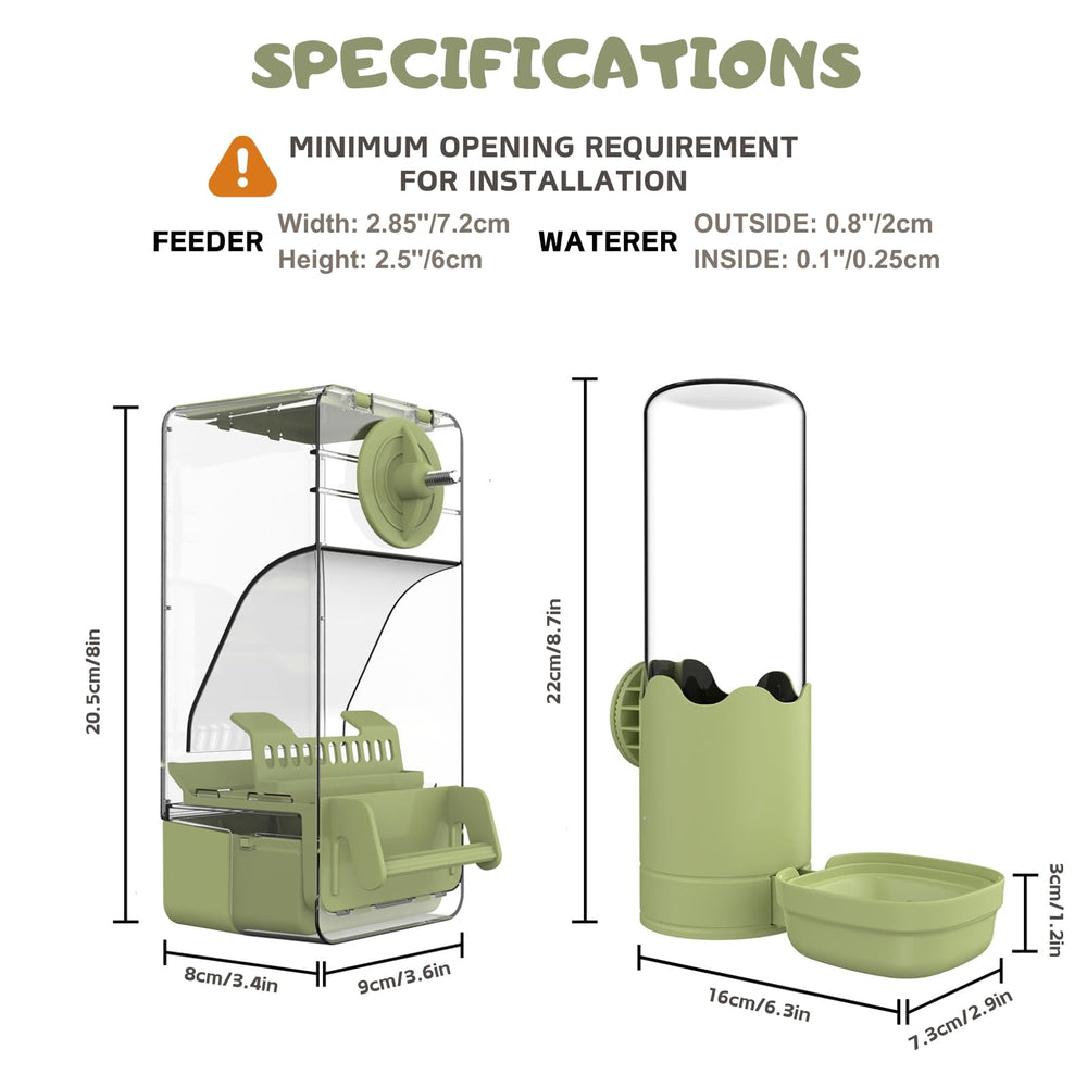 Septillar green cage accessories set for versatile bird care