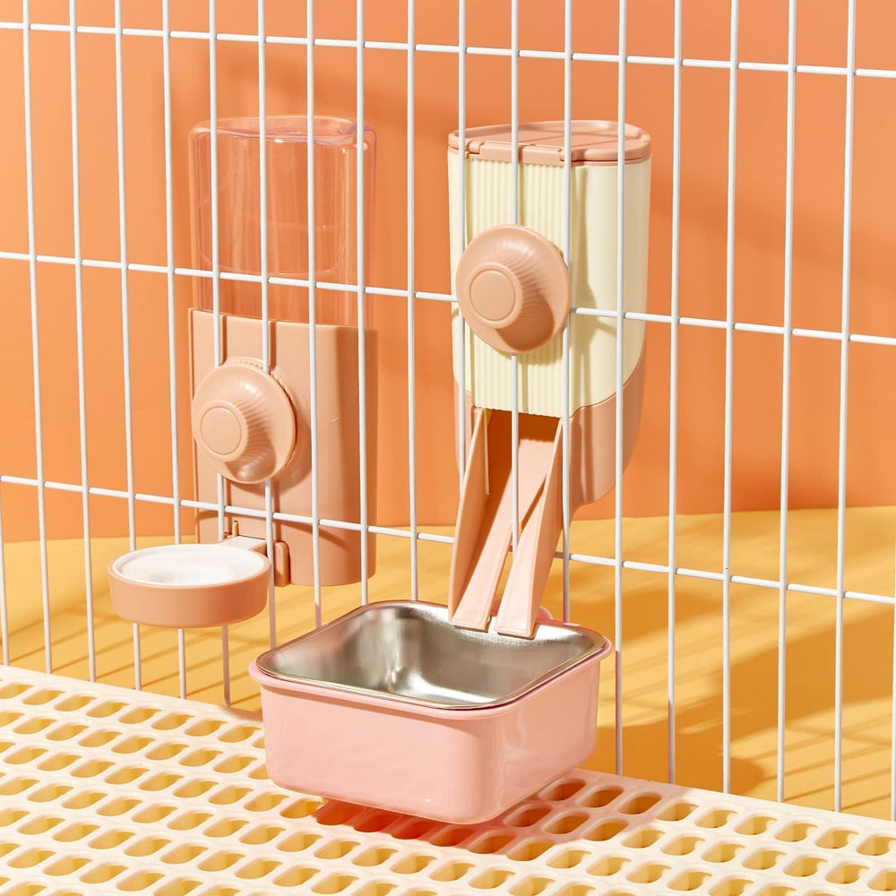 Septillar pink bottle in use inside a rabbit enclosure