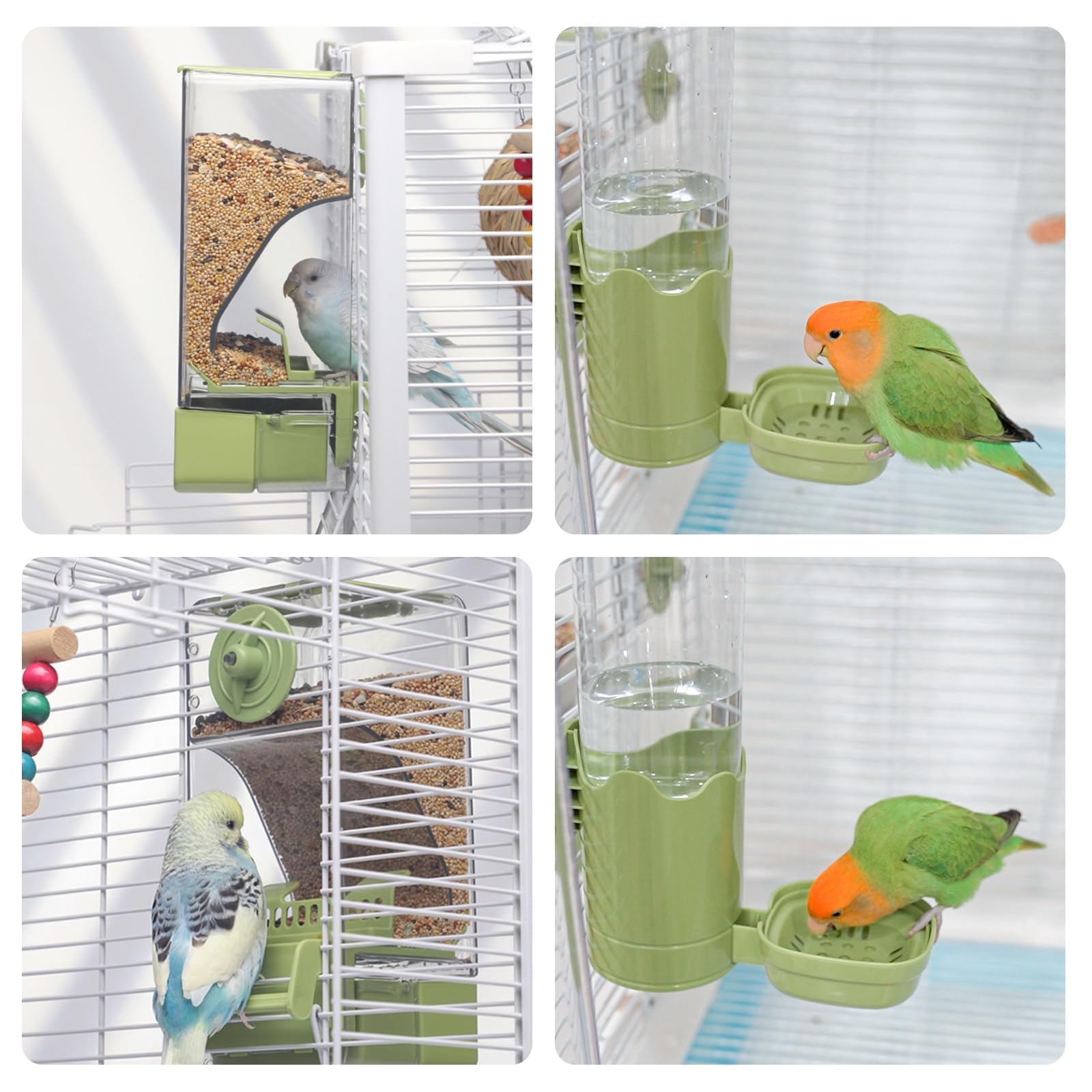 Septillar seed feeder with external perch and easy-open top cover