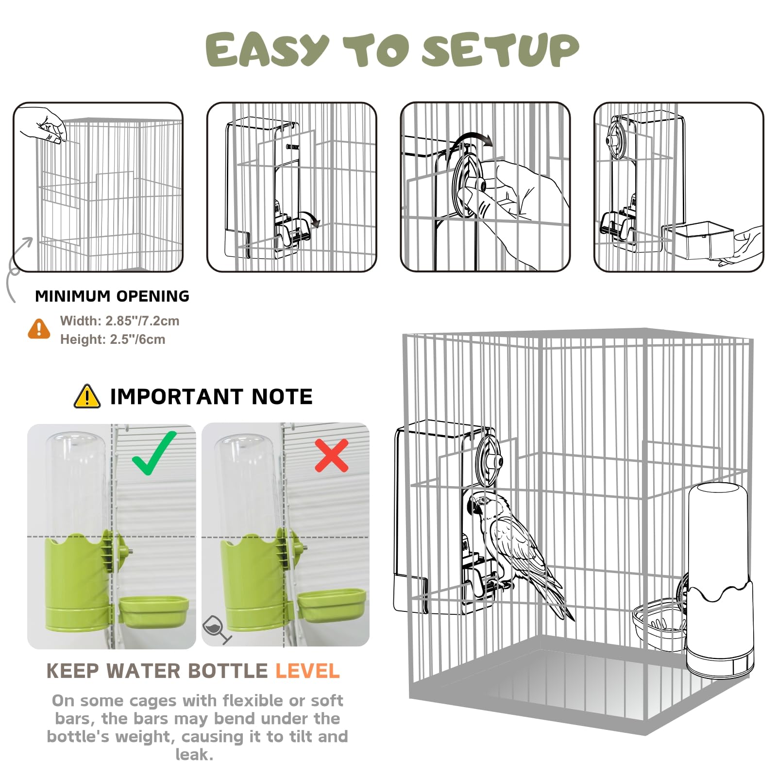 Septillar compact design suited for small to medium birds like parakeets