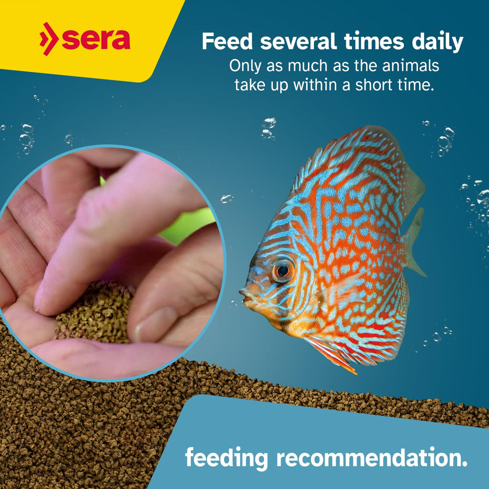 Close-up of soft granules from Sera Discus Prob Granules for easy digestion.