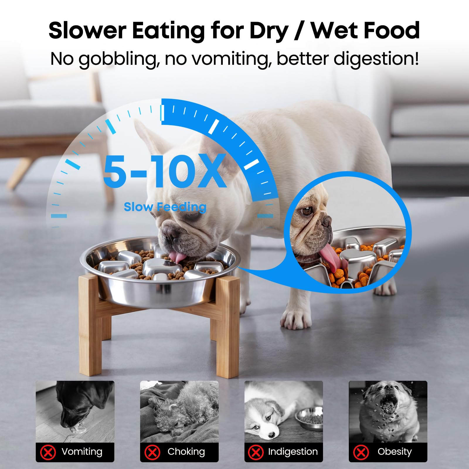 Seredremor 5.5-inch bamboo stand supports neck-friendly feeding.
