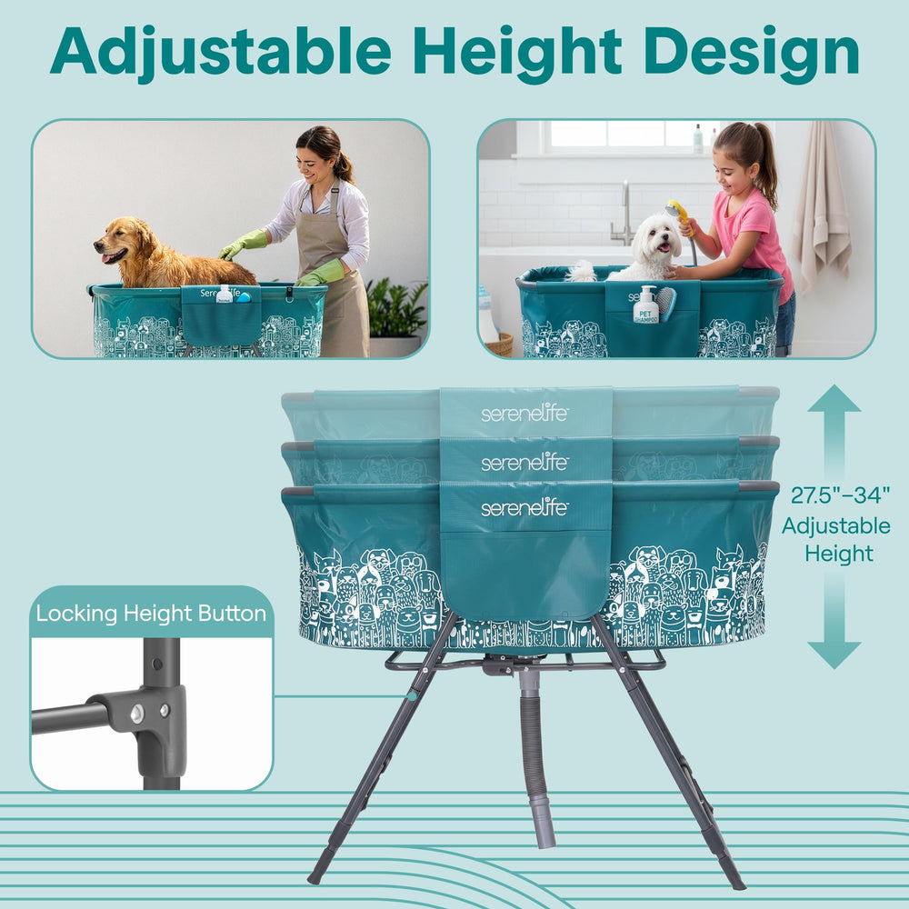 SereneLife adjustable height frame supports ergonomic bathing sessions