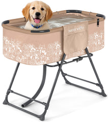 SereneLife foldable dog bath tub assembled for indoor or outdoor use