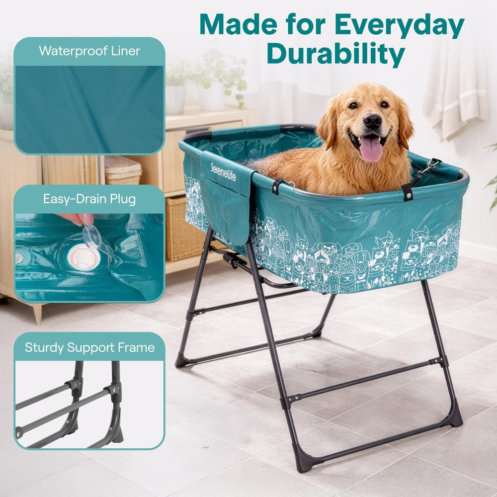 SereneLife side pockets keep shampoo and brushes within reach