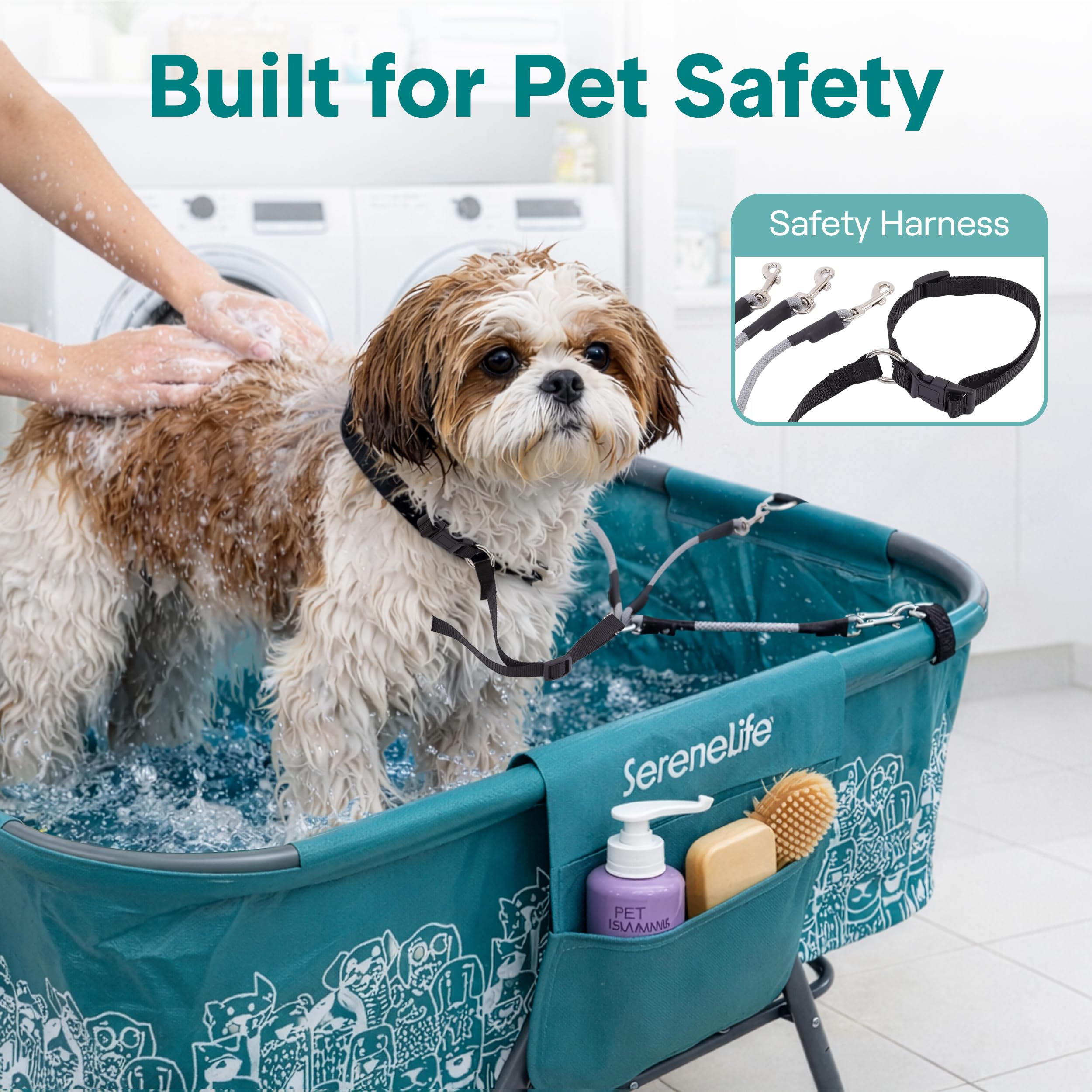 SereneLife three-point leash restraint keeps dogs secure during baths