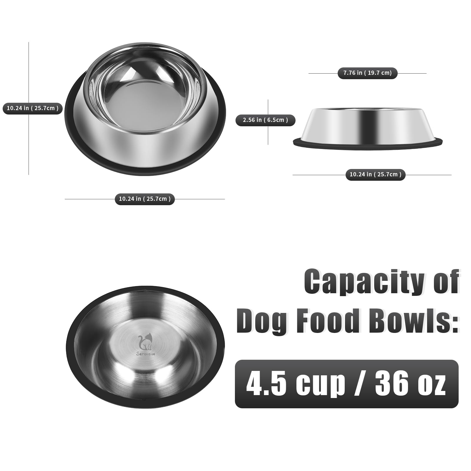 Serentive dishwasher-safe 36-ounce bowls for easy cleanup after meals.