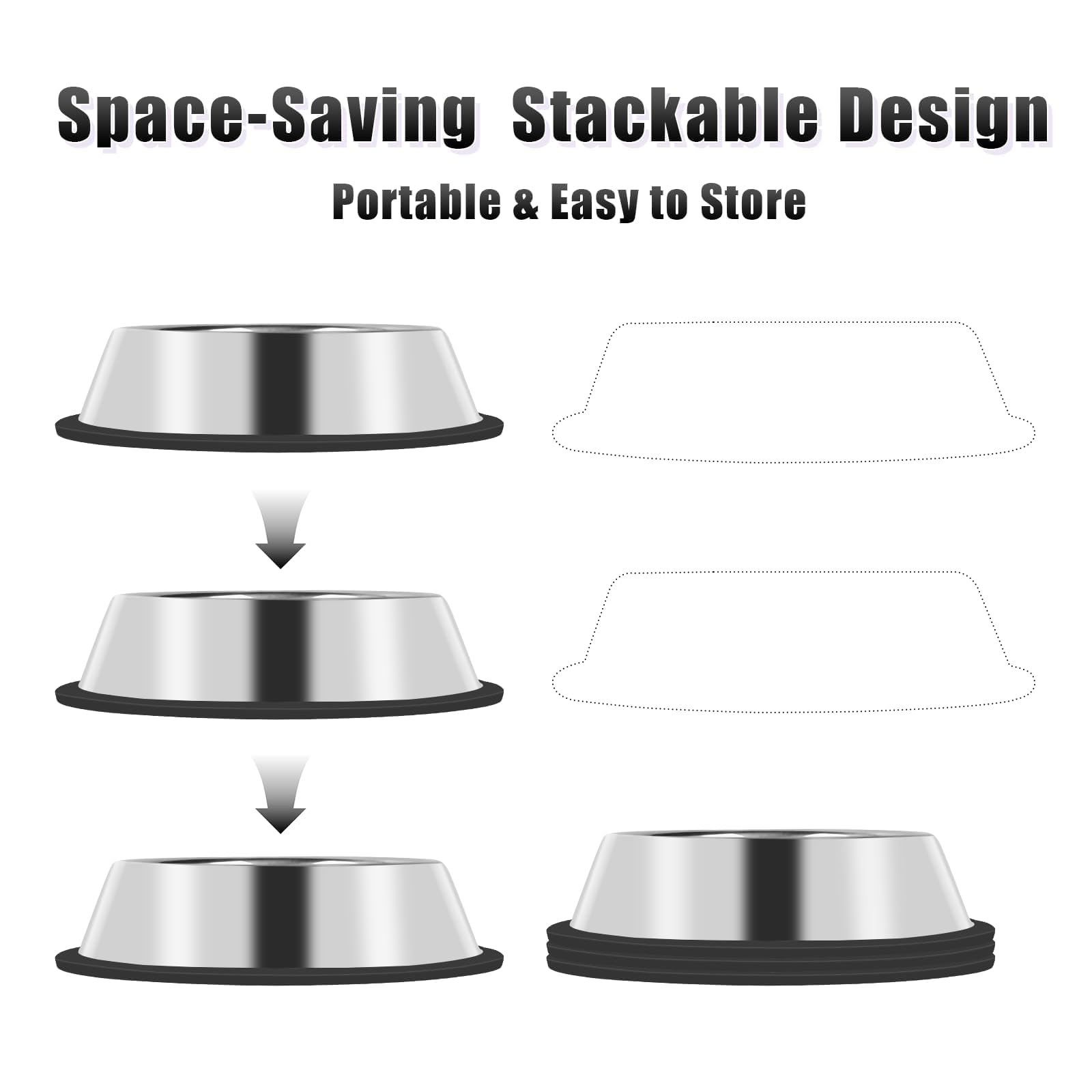 Serentive non-slip rubber base keeps bowls steady during feeding on wood floors.